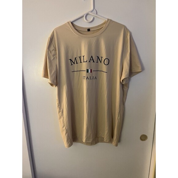 Unbranded Other - MILANO ITALIA Graphic Logo Crew Neck Short Sleeve T-Shirt XL Men's Beige